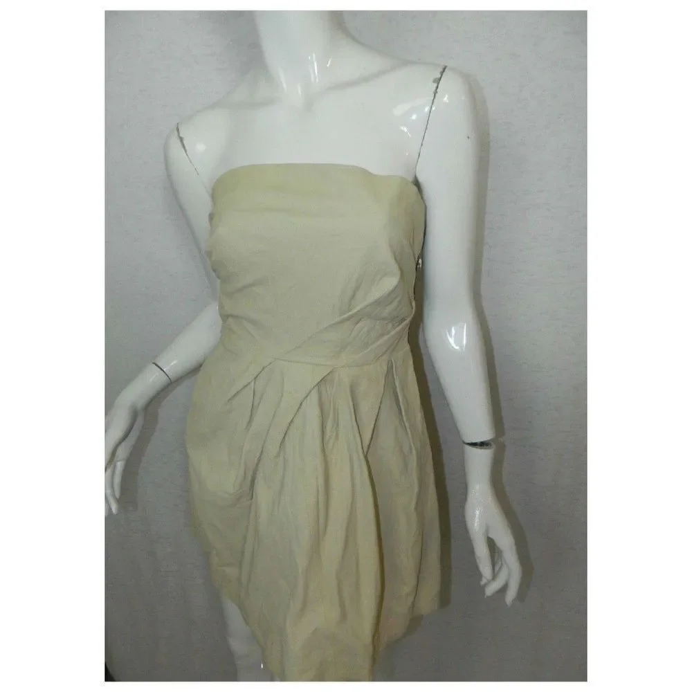 ‎Grai Leather Dress Beige Nude Size Small